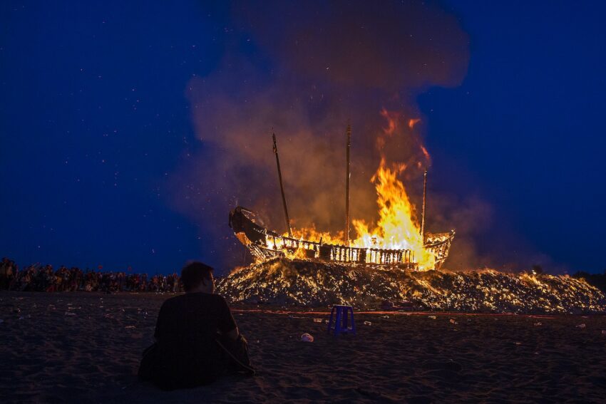 A Burning Ship at Night